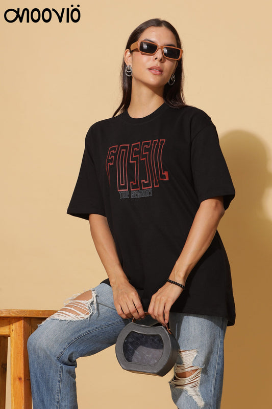 Women's FOSSILE Printed Premium Oversize Tee