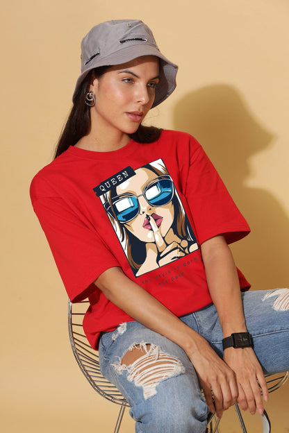 Crimson Chic: Women's Premium Oversize Tee