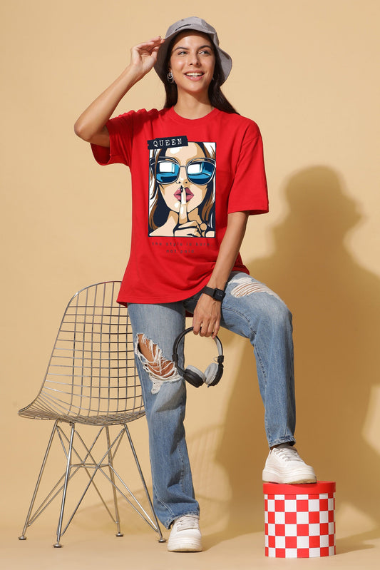 Crimson Chic: Women's Premium Oversize Tee