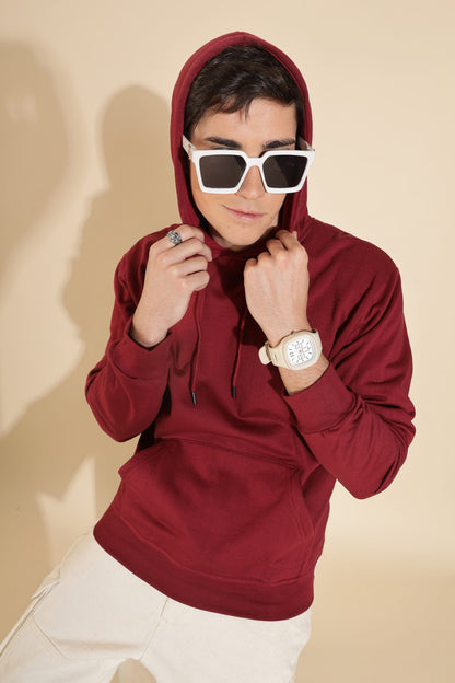 Moovio Men's Premium winter collection Maroon Hoodie