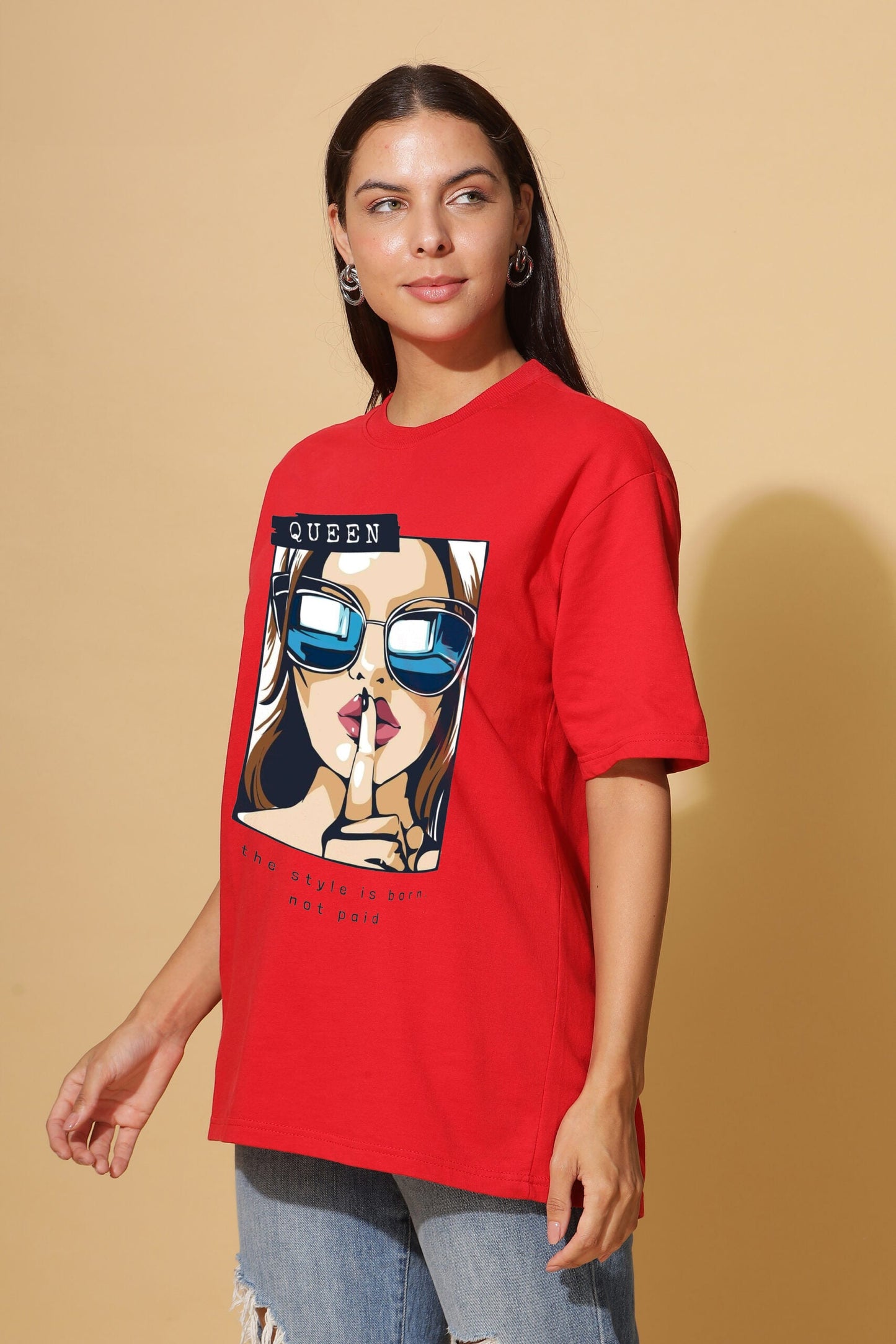 Crimson Chic: Women's Premium Oversize Tee