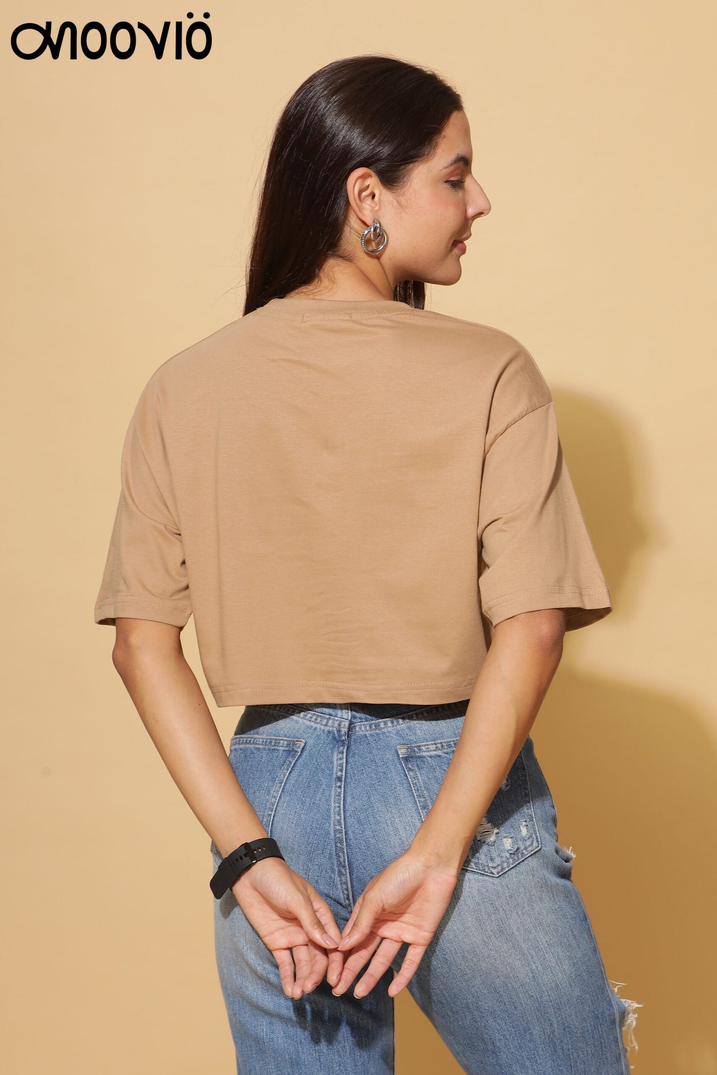 Women's Premium Sand-Dune Beige Crop-top