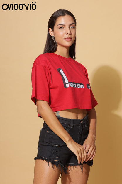 Women's Premium Bold Red Crop-Top