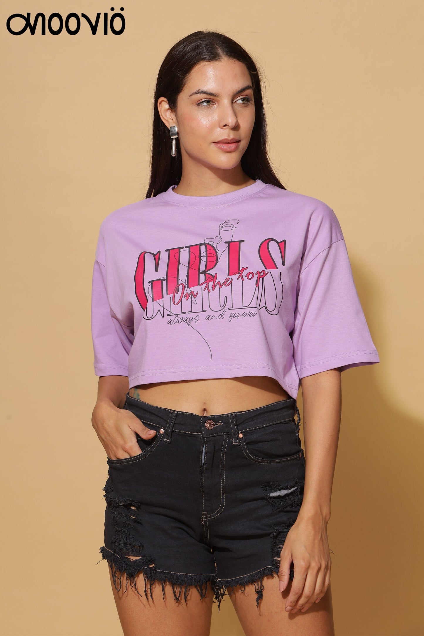 Women's Premium Luxe Lavender Crop-Top