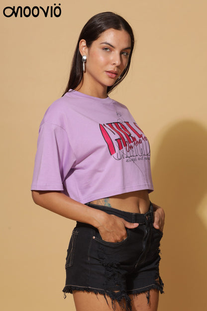 Women's Premium Luxe Lavender Crop-Top