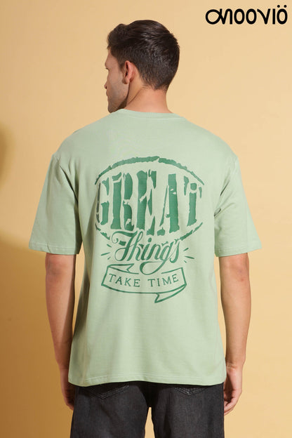 Men's Sage green color "GTTT" Premium Oversize Tee