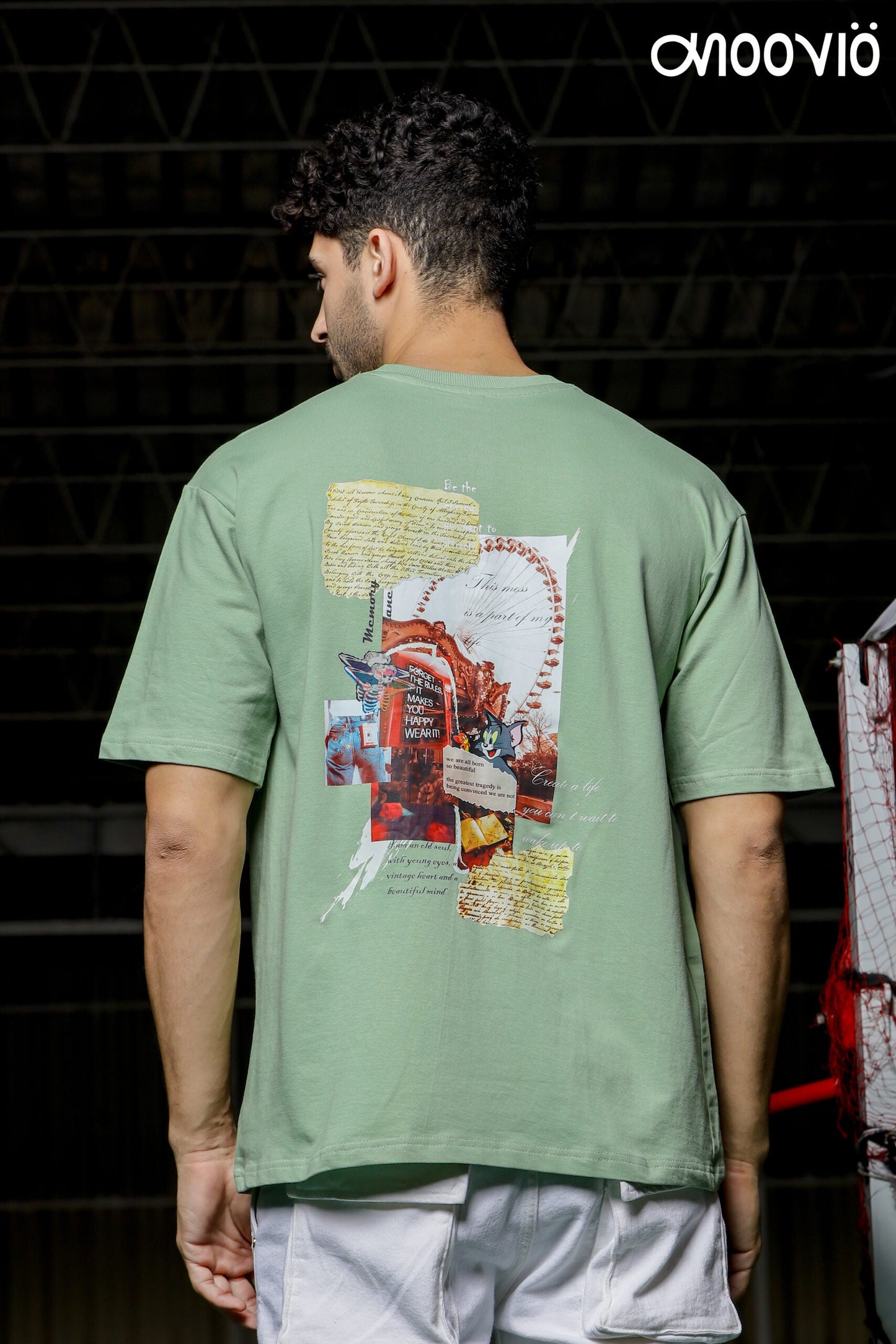 Men's Sage green color NOSTALGIA Premium Oversize Tee