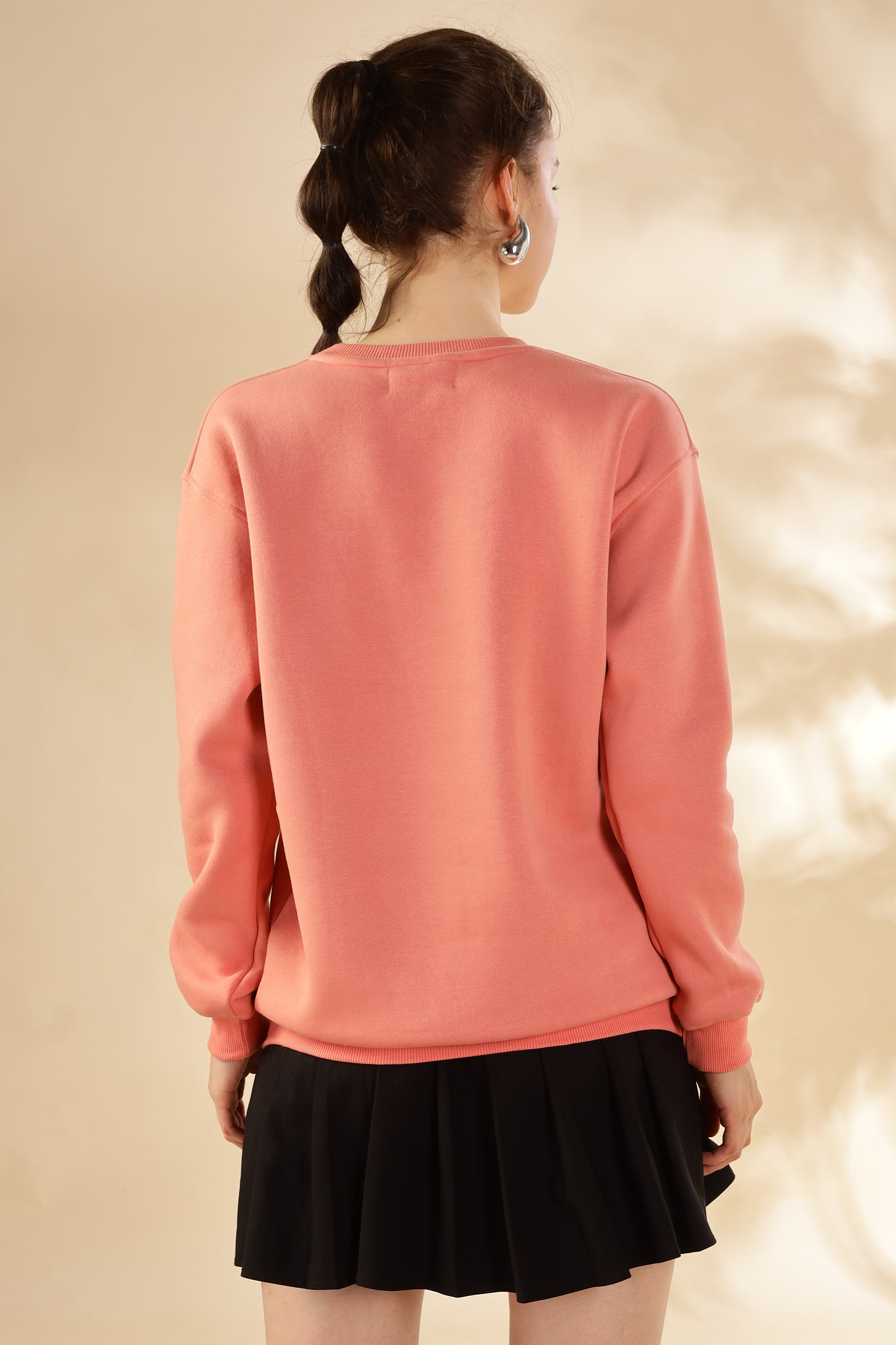 Cotton fleece premium women's light pink winter collection oversize sweatshirt