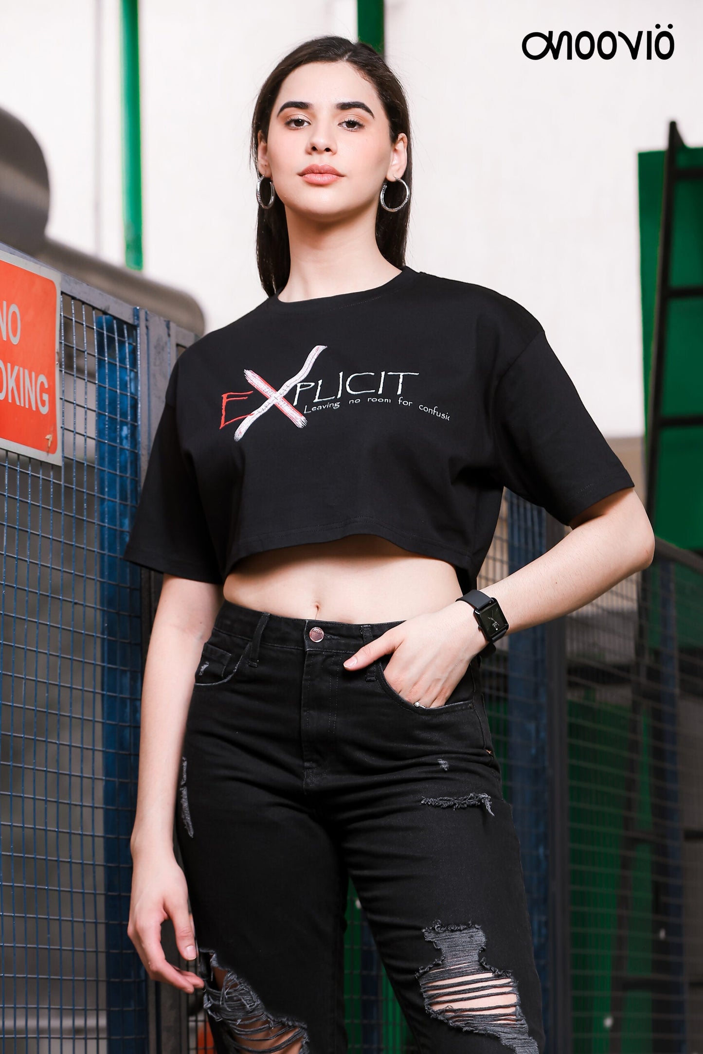 Women's Premium Midnight Black Crop-Top