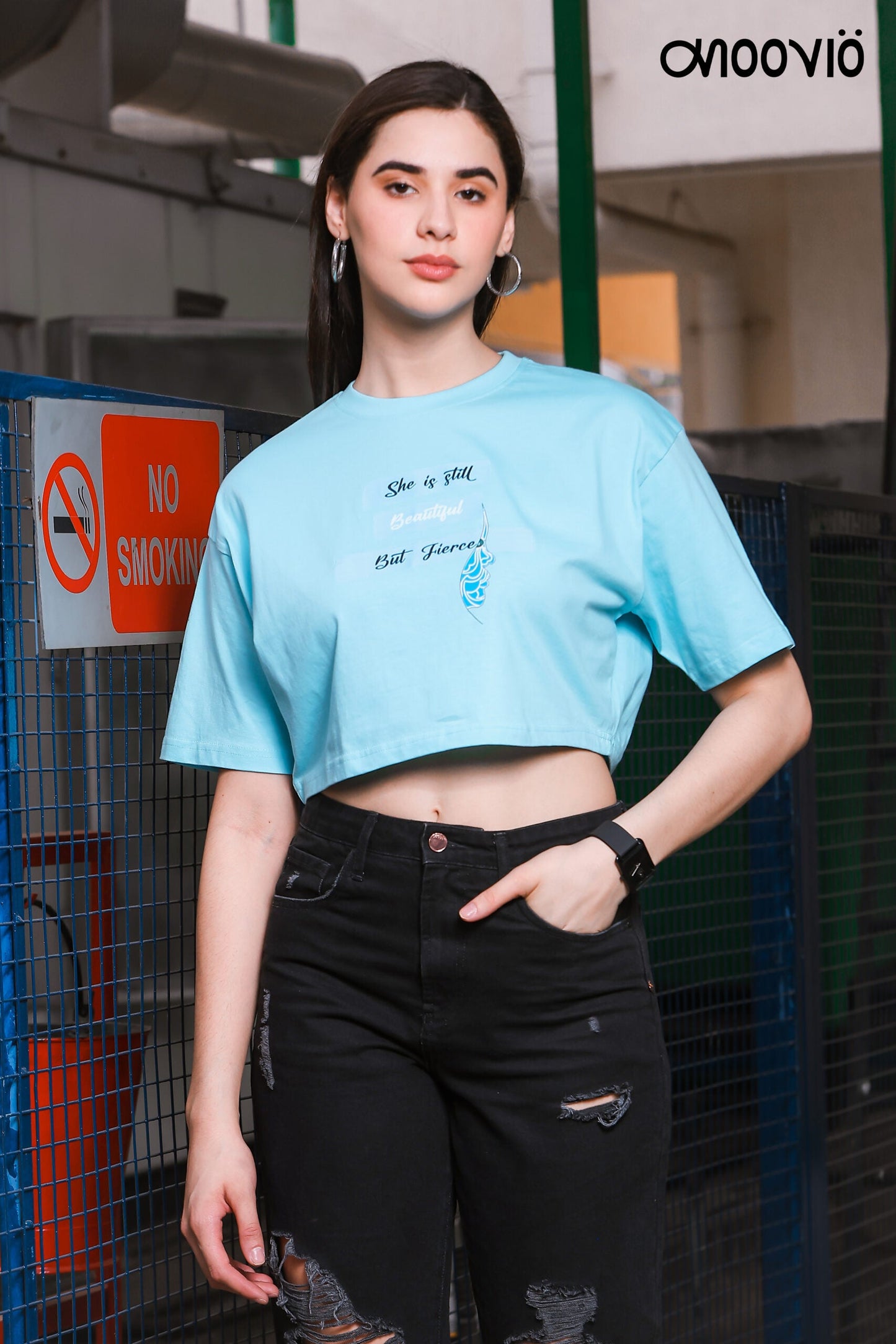 Women's Premium Cyan Breeze Crop-top