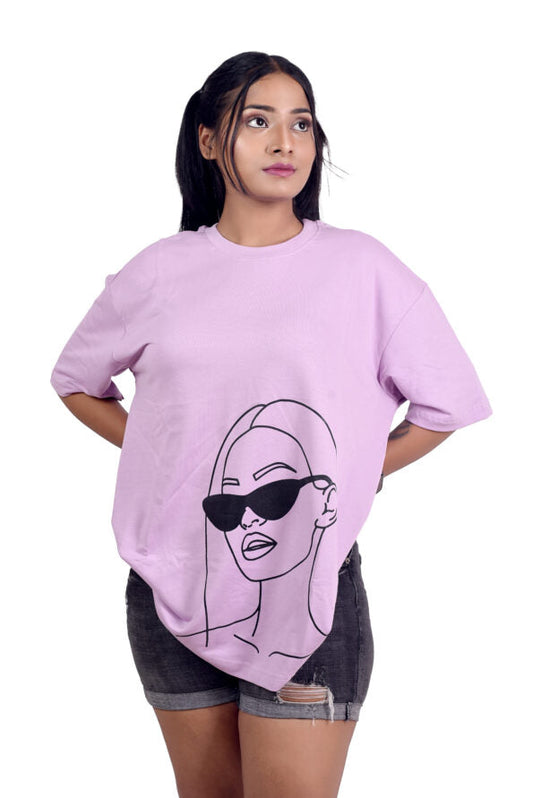 Savege girl printed Lavender color Premium Oversize Tee