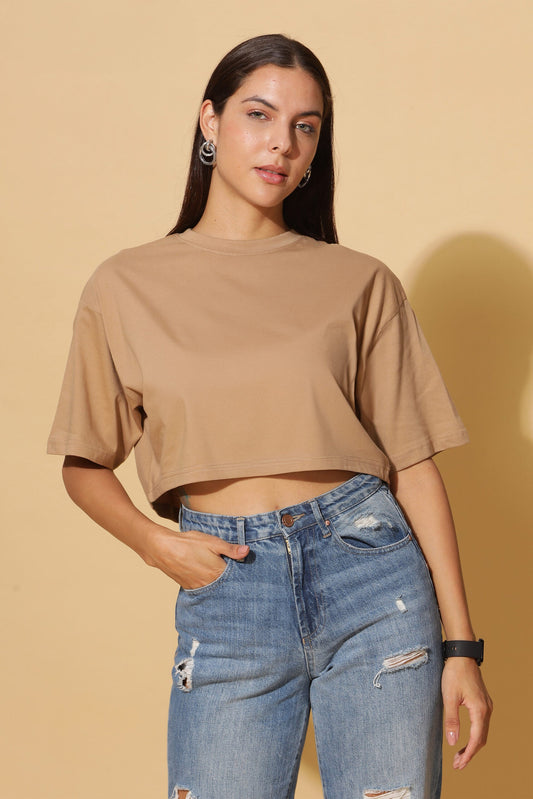 Sandy Serenity: Oversize Crop-Top