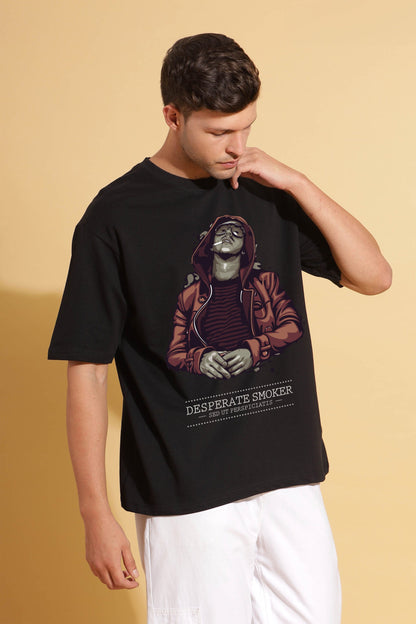 Black Smoker Print Premium Oversize Tee