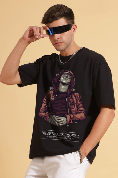 Black Smoker Print Premium Oversize Tee