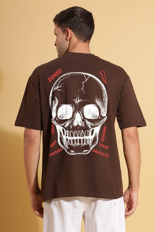 Skull printed Brown Premium Oversize Tee