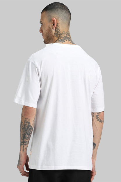 Unisex White Cotton Oversized Solid T-Shirt