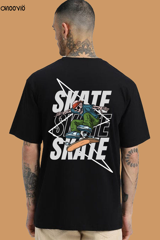 Skate Print Black Premium Oversize Tee