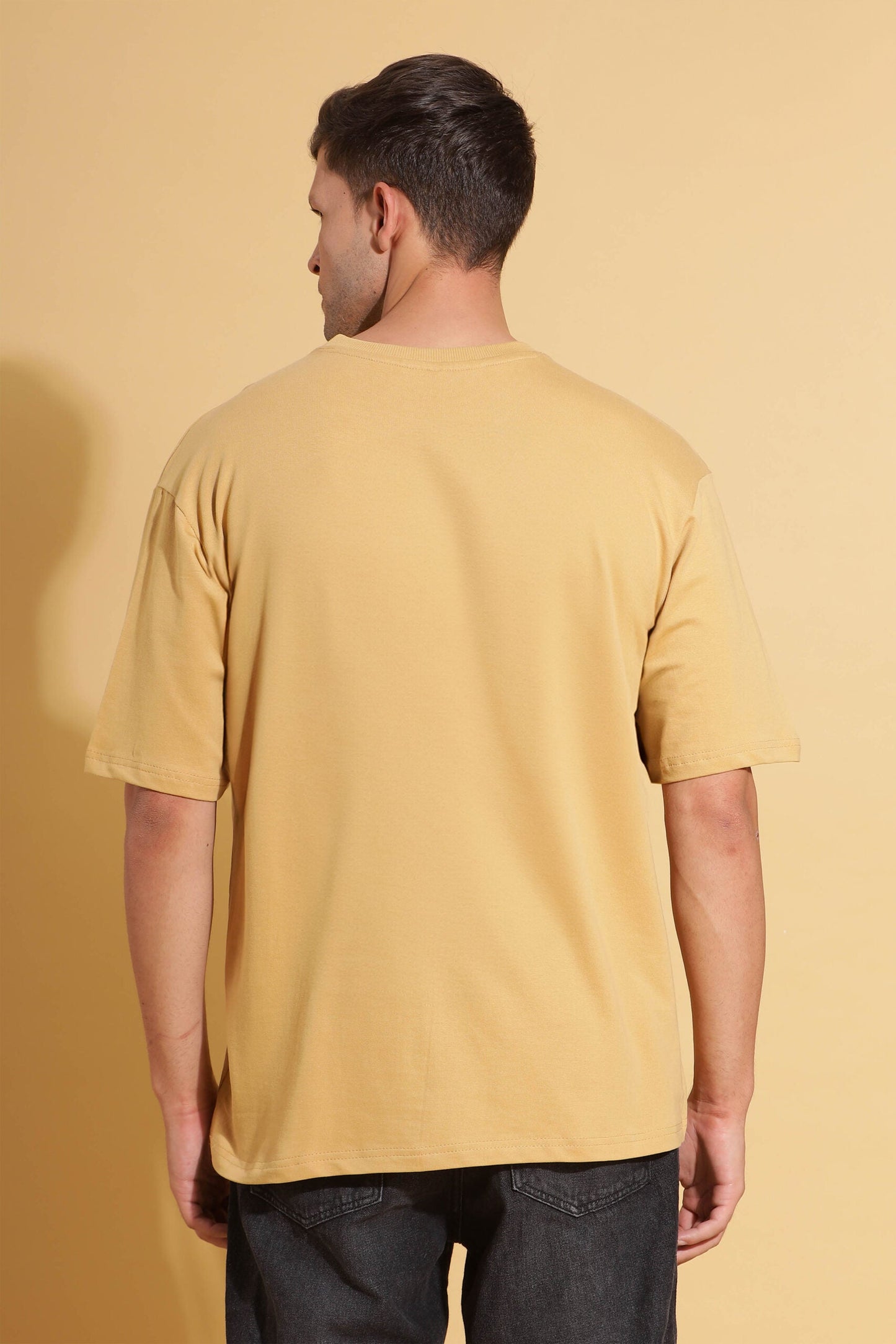 Moovio Unisex Beige Solid T-Shirt