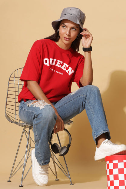 Women's QUEEN Printed Premium Oversize Tee