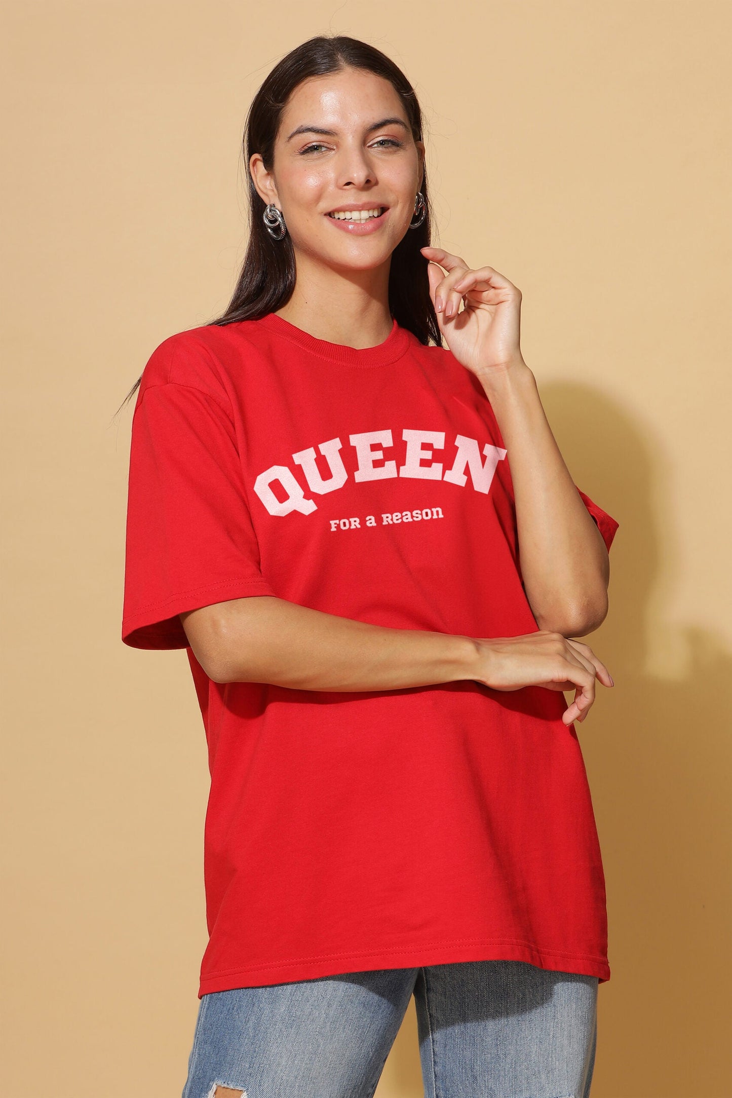 Women's QUEEN Printed Premium Oversize Tee