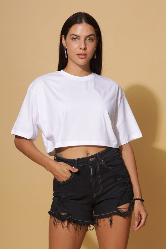 Pure Breeze: Oversize Cotton Crop-Top